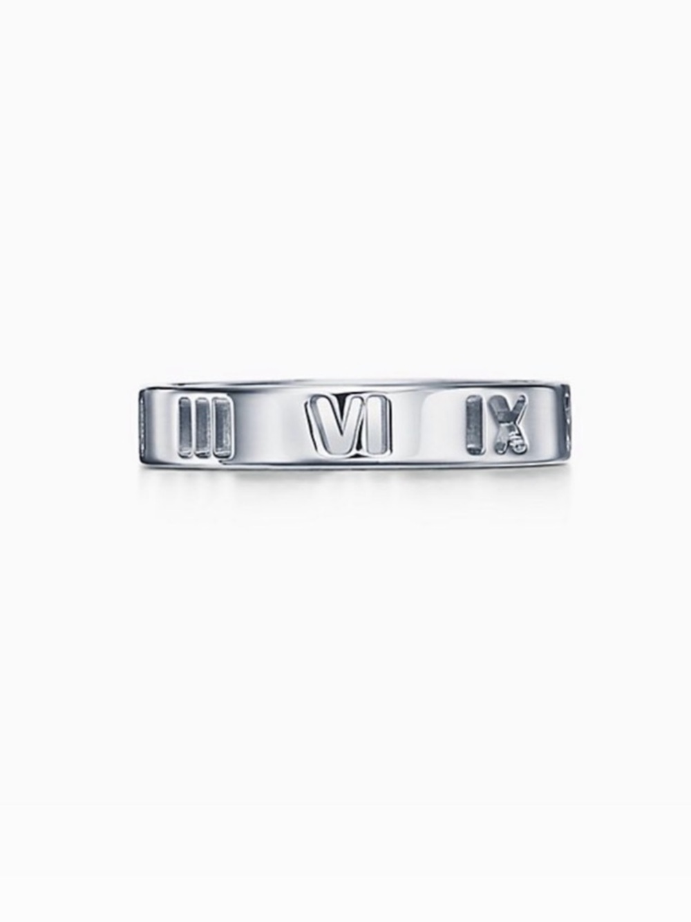 Tiffany & Co. 925 Sterling Silver Pierced Atlas Narrow Cutout Ring US 5/UK J 1/2